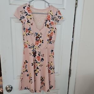Three Hearts Pink Floral Mini Dress